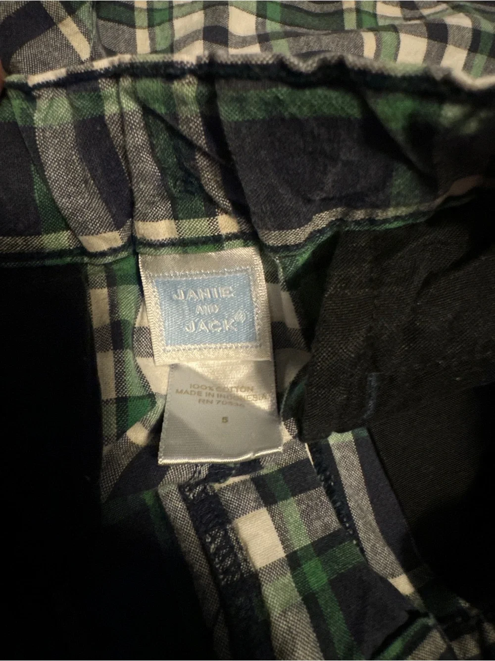 Janie and Jack Navy and Green Plaid Boys' Shorts - Size 5